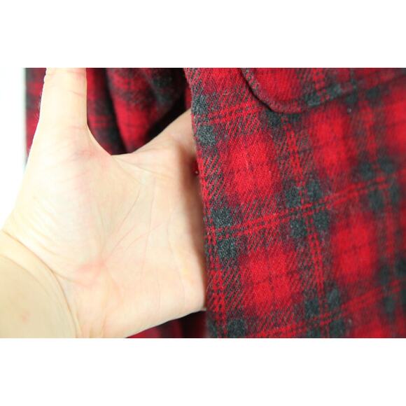 Vintage Women's Medium Red Plaid Crop Jacket Cabincore 90s Y2K Punk Academia - Picture 6 of 7